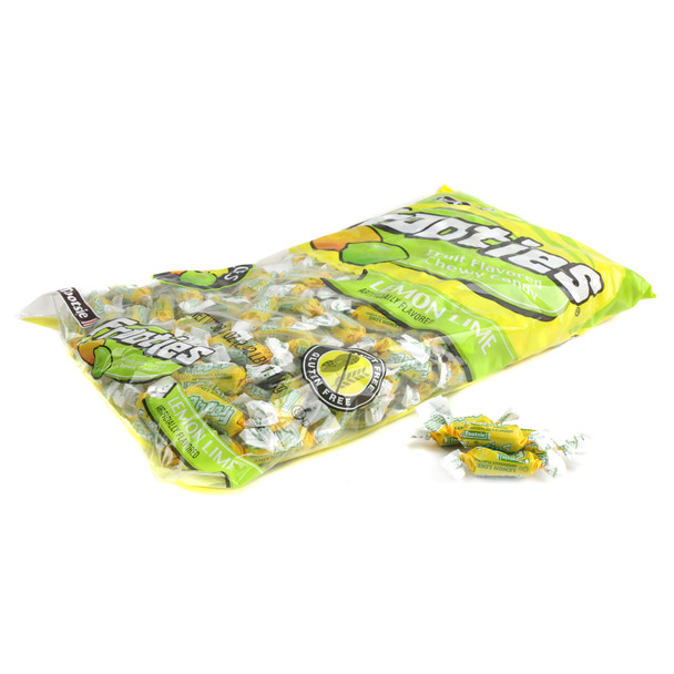 360 vibrant yellow Lemon Lime Frooties, chewy lemon-lime flavored candy, gluten-free.