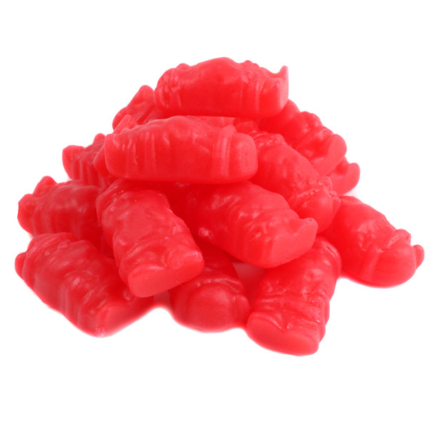 Sweet red mini cinnamon Santas, festive Christmas candy, 1.5 inch treats, approx 59 per pound.