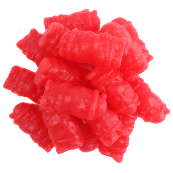 Red cinnamon mini Santas candy, approx 59 per pound. Festive 1.5 inch Christmas holiday treats.