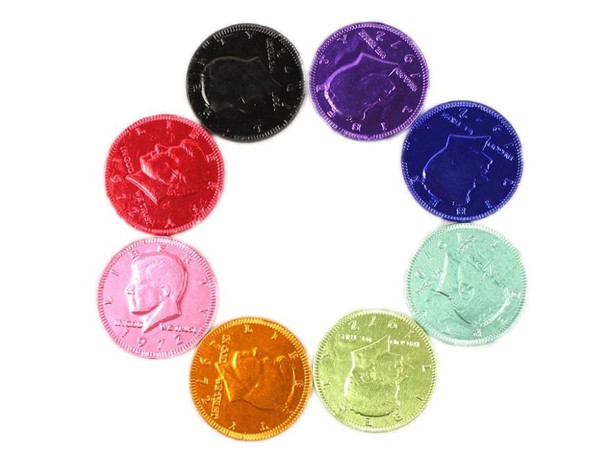image of fort knox assorted chocolate coins foil wrapped chocolates pirate candy rainbow