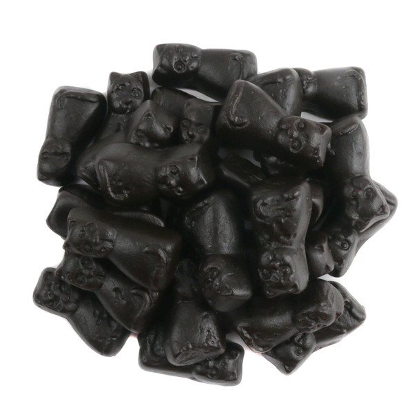 Dark black licorice cat-shaped candies, 2.2LB bulk package. Imported from Holland, Gerrit Verburg, non-GMO.