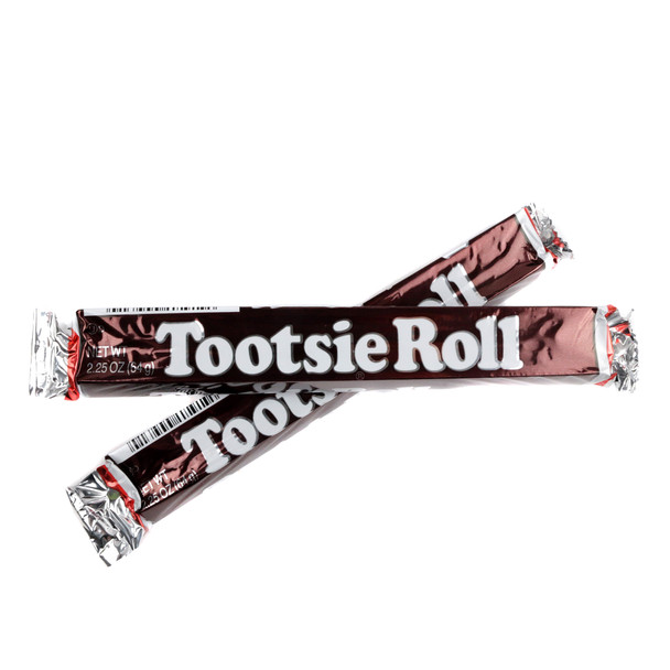 36 large brown 2.25oz Tootsie Roll bars, individually wrapped chewy retro candy.