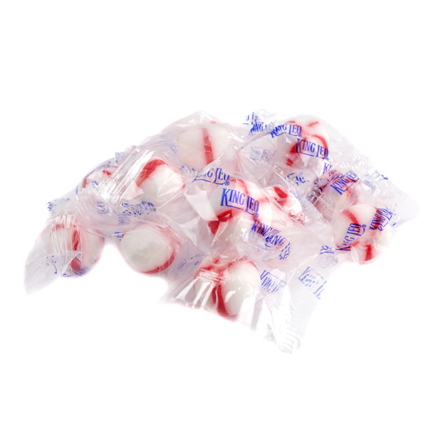 King Leo Soft Peppermints Puffs, approximately 80 white individually wrapped creamy mint candies, 1 pound.