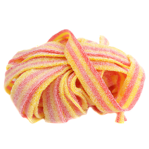 image of dorval sour candy power belts strawberry banana bulk unwrapped