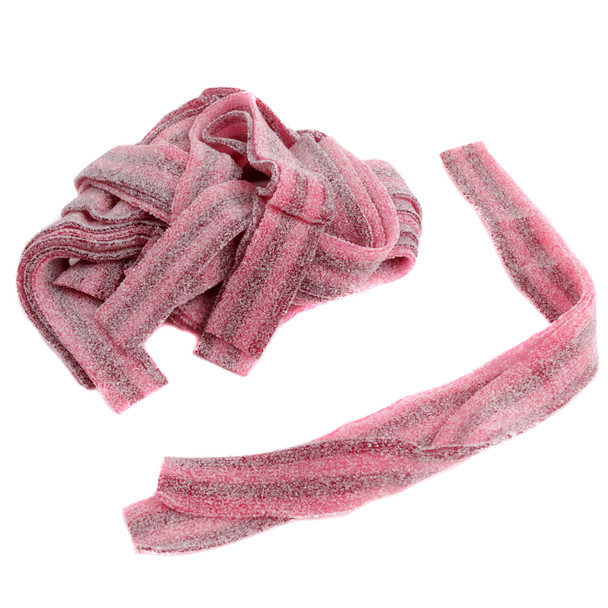 image of dorval sour candy power belts raspberry cherry bulk unwrapped red