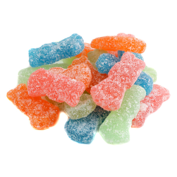 Sour Patch Kids Extreme Sour candies, vibrant red, green, yellow, orange, intensely fruity and sour.