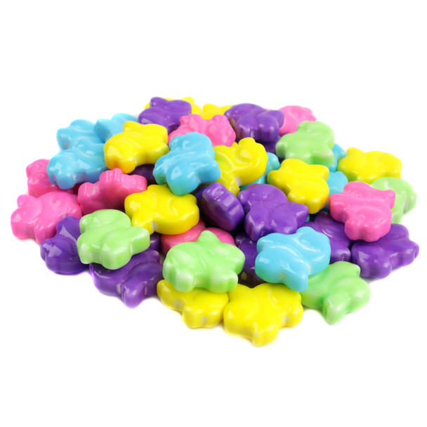 Vibrant Easter candy bunnies, small 1/2 inch pastel treats, perfect for baskets & buffets, approx 390 per pound.
