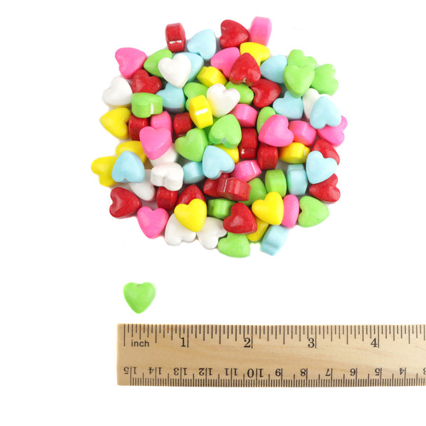 Mini rainbow candy hearts, vibrant assorted colors, small pressed Valentine's Day treats, approx 790 pieces per pound.
