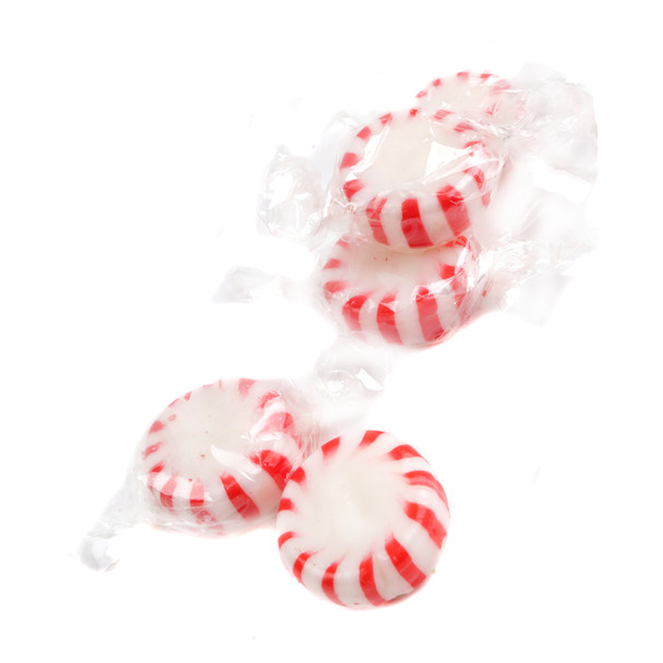 Arcor Peppermint Starlight Mints, round red and white striped hard candies, approx 90 individually wrapped.