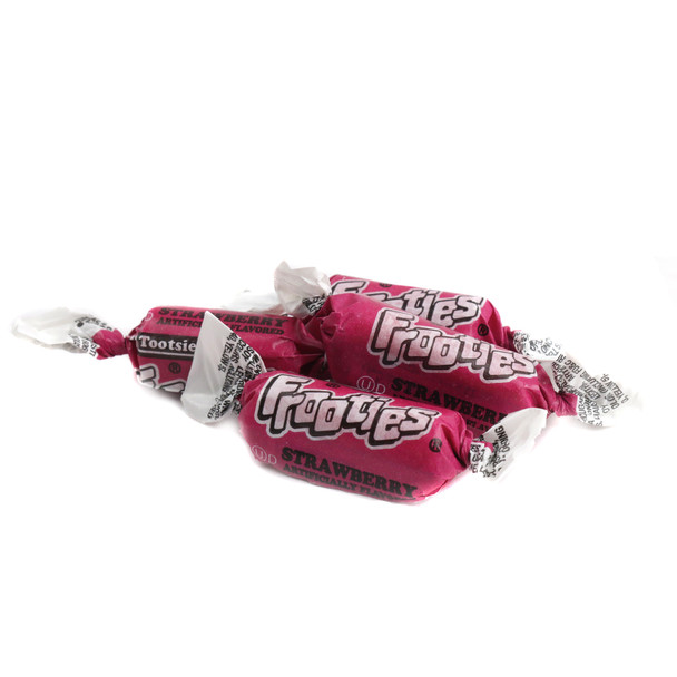 Red Strawberry Frooties, small soft chewy candy, approximately 140 pieces per pound, by Tootsie Roll.