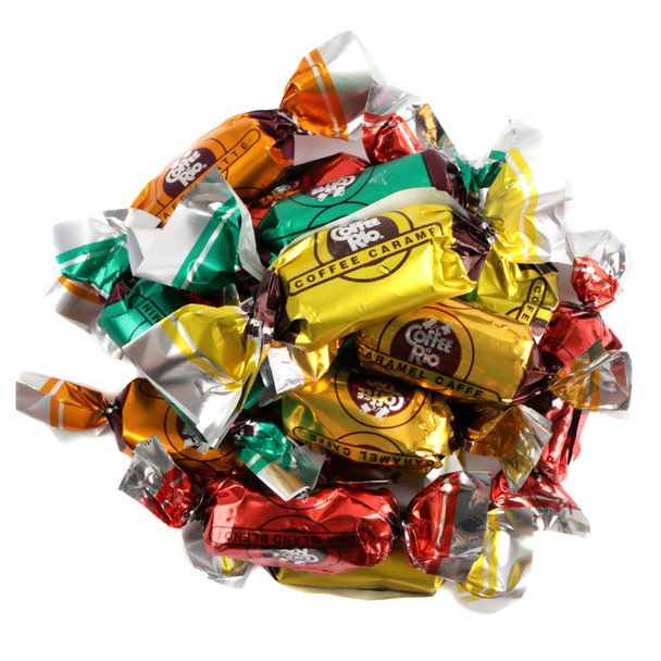 Assorted Coffee Rio Hard Coffee Candy, Original, Kona Blend, Caffé Latte, real coffee. Approx. 87 pieces per pound.