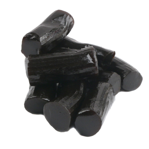 Finnska Soft Black Licorice bites, shiny Finnish style, approximately 90 pieces per pound.