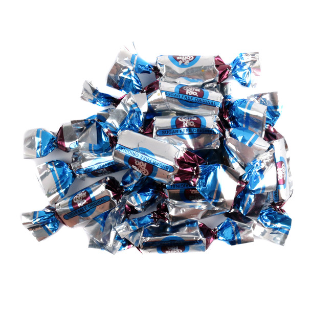 Coffee Rio Original Sugar Free hard candy, rich brown, real coffee taste, individually wrapped, approx 87 candies per pound.