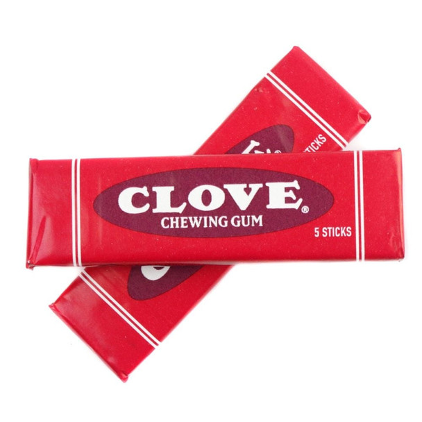 Clove Chewing Gum, 20 packs of 5 sticks in a retro box, old-fashioned classic clove flavor.