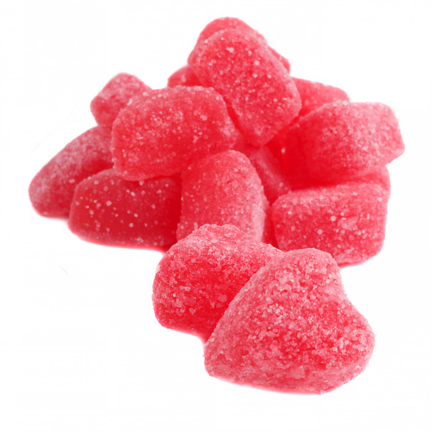 image of sour candy cherry jelly hearts bulk unwrapped red