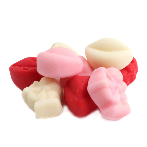image of valentine candy mellocreme mix bulk unwrapped pink red zachary marshmallow