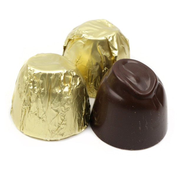 Ashers Dark Chocolate Covered Cherry Cordials, individually wrapped in shiny gold foil, approx. 31 per pound.