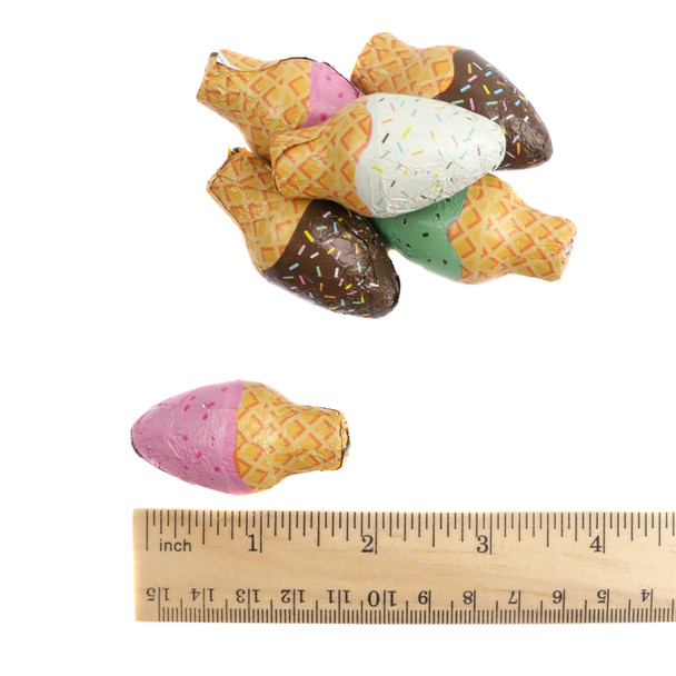 45 piece chocolate ice cream cones, 2 inch, individually wrapped in beautiful Italian foils.