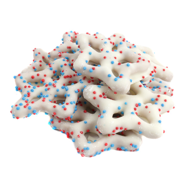 image of red white and blue yogurt pretzels bulk unwrapped candy th of july covered