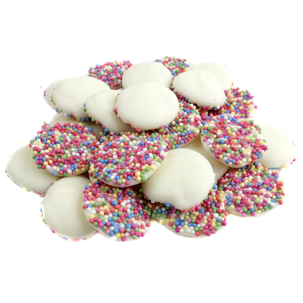 image of white chocolate rainbow nonpareils bulk chocolates candy baking