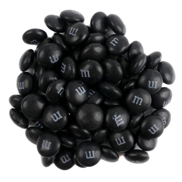 Black M&M's, approximately 500 iconic chocolate candies per pound. Ideal for candy buffets, parties, and Halloween.