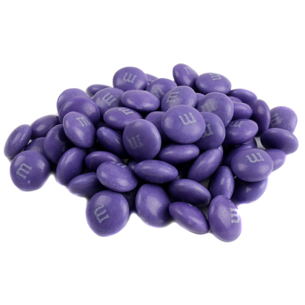 Vibrant purple M&M's, approximately 500 count per pound, bulk candy-coated chocolates for events and treats.