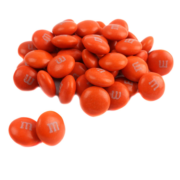 Vibrant Orange M&M's, approximately 500 per pound, USA made Halloween candy, perfect for parties and candy buffets.