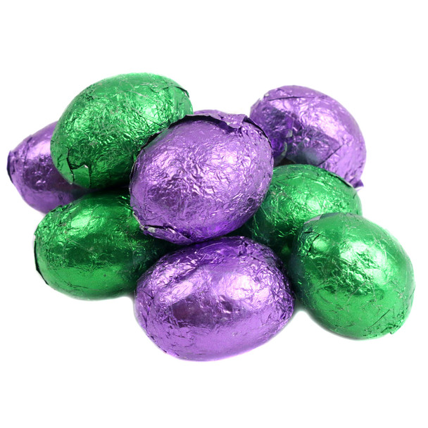 Palmer Double Crisp Easter Eggs, crunchy milk chocolate, pastel blue, pink, purple, yellow foil with bunnies, ducks. Approx 94 pcs.