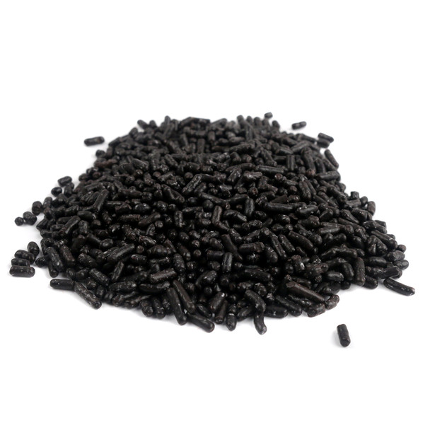 Black Sprinkles from Sprinkle King, rich black color, small irregular shapes for Halloween cakes, cookies, and desserts.