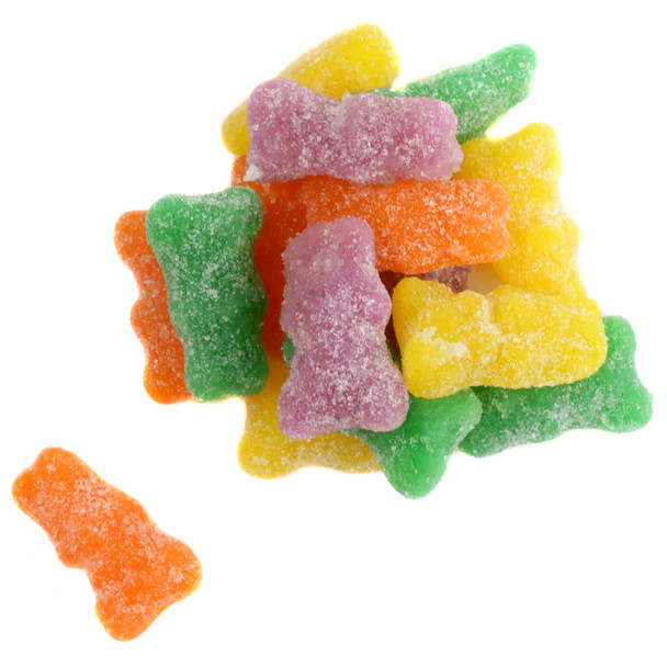 Pastel sour gummy bunny candy, approx 100 per lb. Assorted grape, lemon, tangerine, apple flavors for Easter.