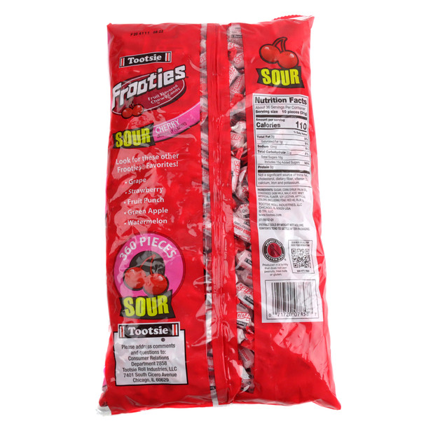 Red sour cherry Frooties chewy candy, approx. 360 individually wrapped pieces.