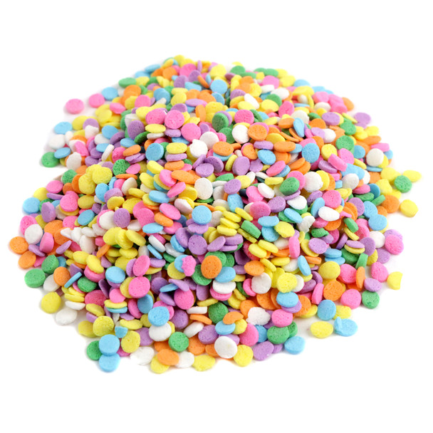 Pastel Confetti Sprinkles, colorful assorted pastel-hued sequin sprinkles. Perfect for Easter baking.