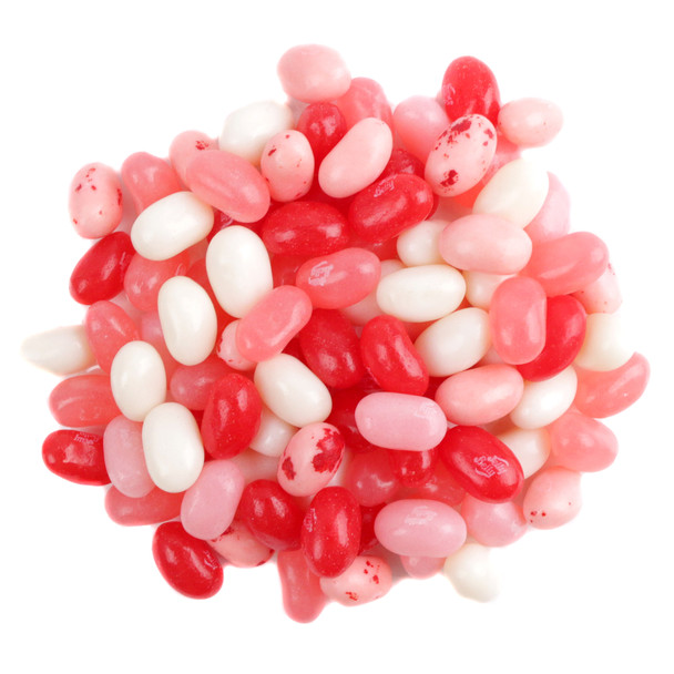 Jelly Belly Valentine red, pink, white jelly beans mix. Strawberry, Cherry, Cotton Candy, Coconut, Bubble Gum. 400 count.