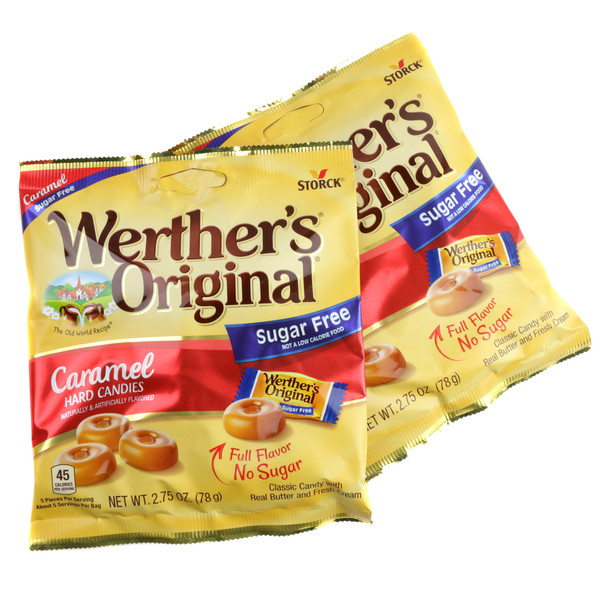image of werther original sugar free candy hard gold werthers