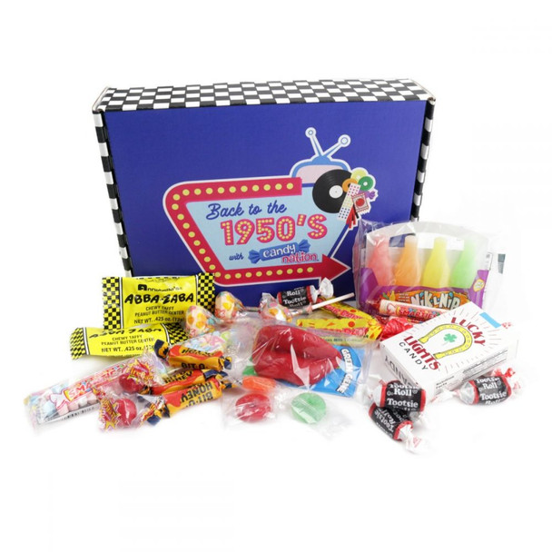 image of old fashioned candy box wax bottles tootsie rolls