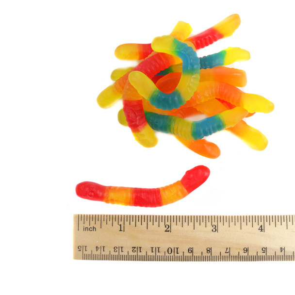 Vidal sugar-free gummy worms, colorful fruity candy in electric blues, radiant reds, other vibrant colors, approx 75 pieces.