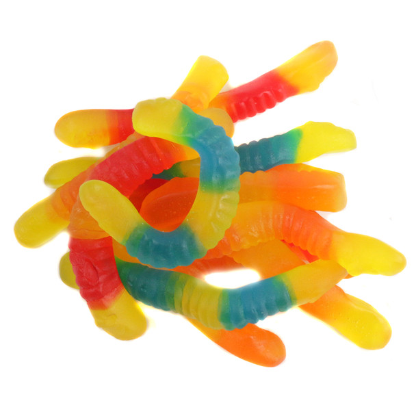 Vidal Sugar-Free Gummy Worms, colorful assortment of blue, red, citrus, and berry flavors, approximately 75 pieces per pound.