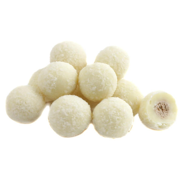 Sweet Sugar Cookie Bites, bite-sized, white chocolate, vanilla flavor, sugar dusted. Approx 115 pcs, Kopper's Christmas candy.