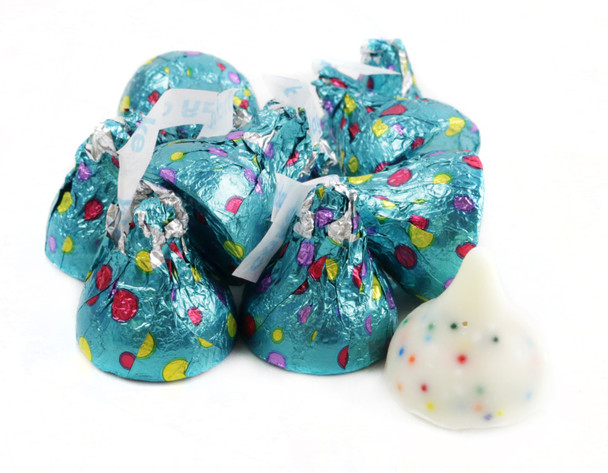 Hershey Kisses Birthday Cake, bulk. Iconic shape, colorful sprinkles, individually foil-wrapped, approx. 100 pcs/lb.