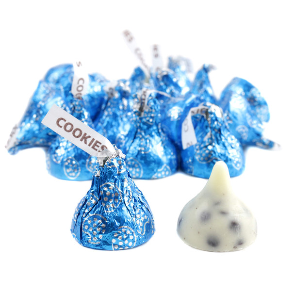 Hershey Kisses Cookies & Cream, white creme, crunchy chocolate, foil wrapped