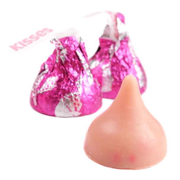 image of hershey kisses strawberry ice cream cone pink candy