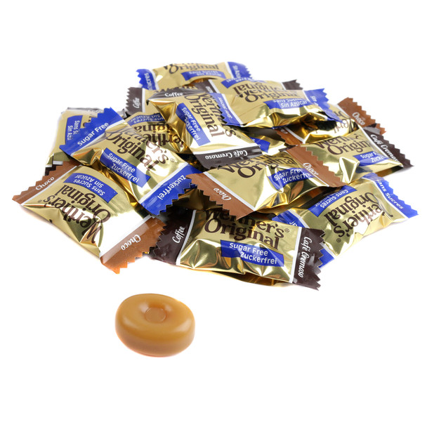 Assorted Werther's Sugar Free Caramels, rich creamy caramel, coffee, chocolate flavors. Approx 145 pieces per pound.