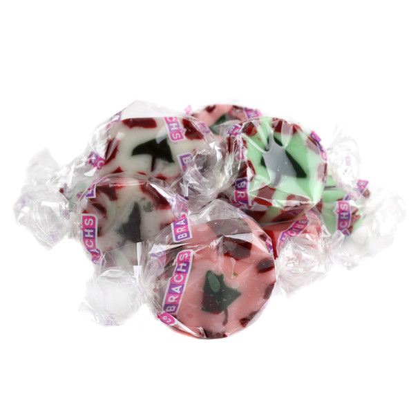 Brach's Christmas Nougat Mix, assorted red, green, white soft creamy nougats, peppermint, wintergreen, cinnamon, 87 per lb.