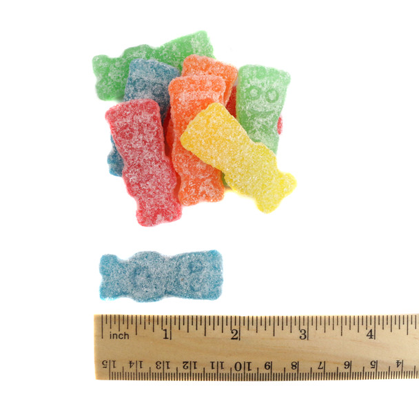 Unwrapped Sour Patch Big Kids, a vibrant mix of larger green, red, orange, and yellow sour and sweet gummy candy.