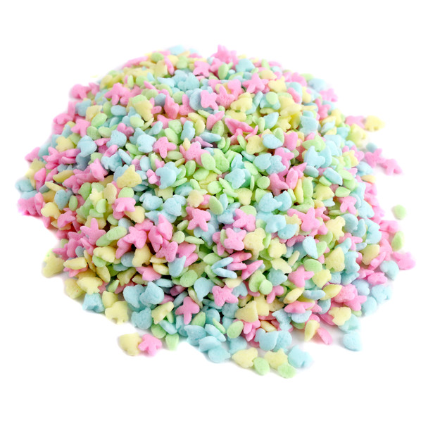Pastel bunny, chick, and Easter egg sprinkles for festive holiday baking, USA made.