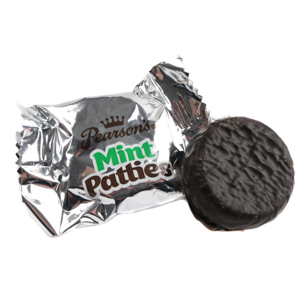 Pearson Peppermint Patties, approx 32 round dark chocolate covered white mints.