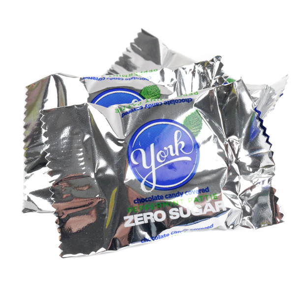 York Peppermint Patties, sugar free 3oz bag. Dark chocolate covered, crisp white peppermint centers.