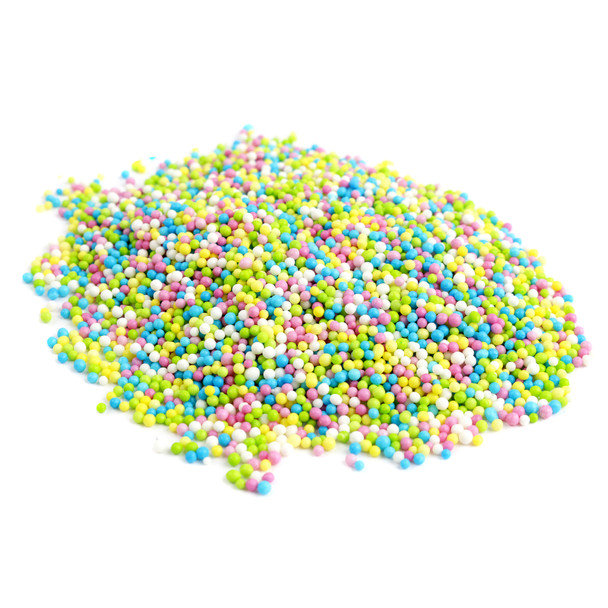 Pastel Nonpareil Sprinkles, a colorful mixture of blue, green, lavender, pink, and white candy sprinkles.
