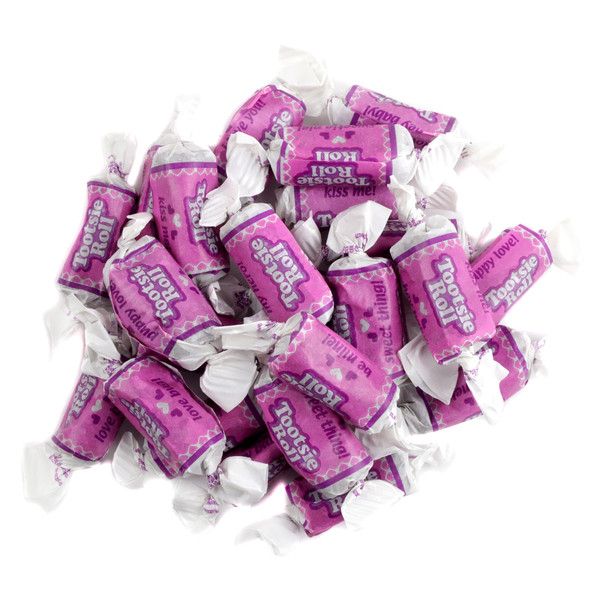image of valentine tootsie rolls midgees bulk wrapped candy