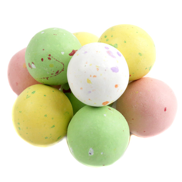 Pastel speckled Easter Egg malt balls, milk chocolate, USA made candy treats.